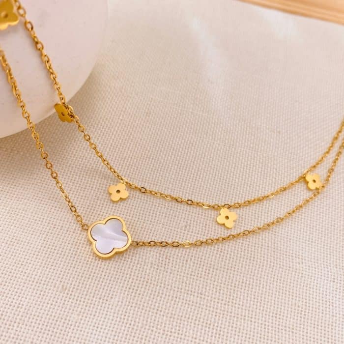 OPK GZ191 Fußkettchen mit Skelett-Blumen-Doppelkette aus Edelstahl – Bild 3