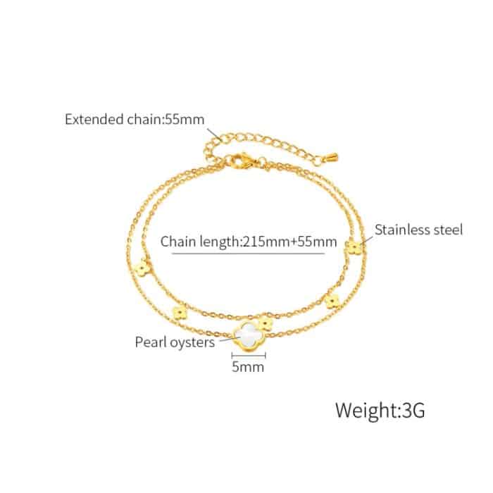 OPK GZ191 Fußkettchen mit Skelett-Blumen-Doppelkette aus Edelstahl – Bild 6