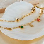 OPK GZ201 Fußkettchen mit kleinem Anhänger aus Edelstahl mit Dopamin-Zirkonia-Flash – Bild 3