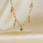 OPK GZ201 Fußkettchen mit kleinem Anhänger aus Edelstahl mit Dopamin-Zirkonia-Flash – Bild 4