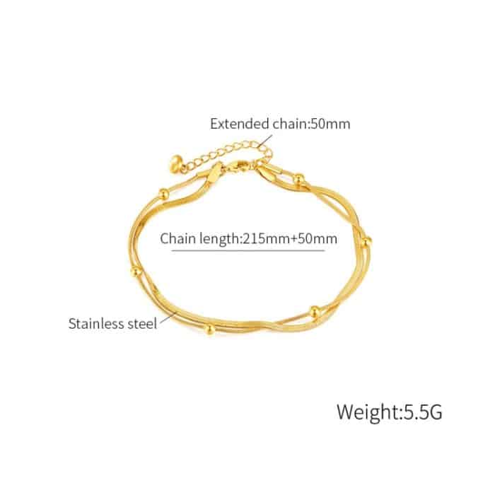 OPK GZ198 Schlichte Fußkettchen mit doppellagigen Perlen aus Edelstahl – Bild 7