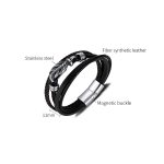 Mehrlagiges geflochtenes Lederarmband aus Edelstahl im Vintage-Stil – Bild 7