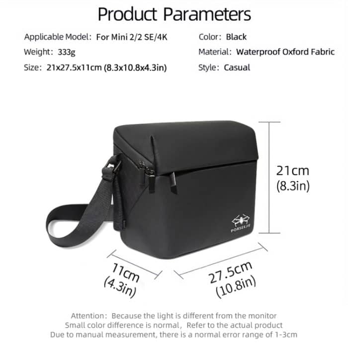 Für DJI Mini 4K/Mini 2 SE/Mini 2 Tragbare wasserdichte Umhängetasche Messenger Bag, Mini 4K  Black – Bild 8
