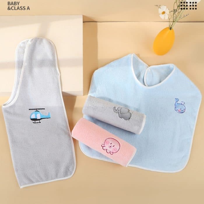 Kinder Waschen Handtuch Bürsten Baby Lätzchen Nicht Neoprenanzug Multifunktionale Gesichts Waschen Handtuch, Gray Plane, Gray Elephant, Blue Car, Blue Whale, Pink Octopus, Pink Bunny – Bild 5