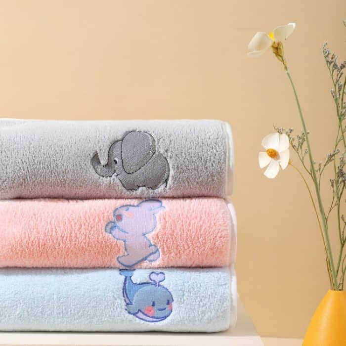 Kinder Waschen Handtuch Bürsten Baby Lätzchen Nicht Neoprenanzug Multifunktionale Gesichts Waschen Handtuch, Gray Plane, Gray Elephant, Blue Car, Blue Whale, Pink Octopus, Pink Bunny – Bild 6