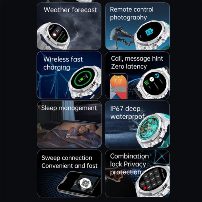 WS-37 1,43-Zoll-AMOLED IP67 wasserdichte Smart Watch mit Gesundheitsüberwachung und Bluetooth-Anruf – Bild 5
