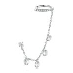 S925 Sterling Silber Feine Zirkon Quaste Ohr Knochen Clip Ohrringe
