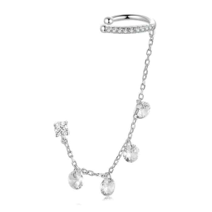 S925 Sterling Silber Feine Zirkon Quaste Ohr Knochen Clip Ohrringe – Bild 1