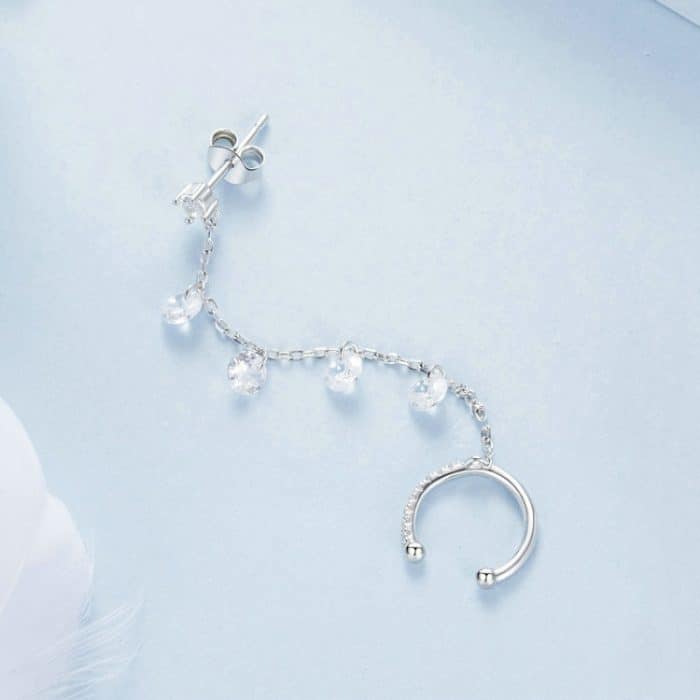 S925 Sterling Silber Feine Zirkon Quaste Ohr Knochen Clip Ohrringe – Bild 5