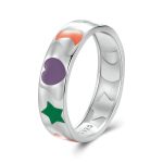 SCR1068 S925 Sterling Silber Überzogen mit Platin Farbe Tropf Öl Ring