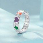 SCR1068 S925 Sterling Silber Überzogen mit Platin Farbe Tropf Öl Ring – Bild 3