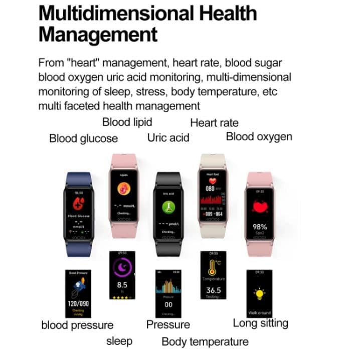 Harnsäure Blutfett Nichtinvasive Blutzucker Herzfrequenz Sauerstoff Temperatur Überwachung Smart Gesunde Sport Armband – Bild 5