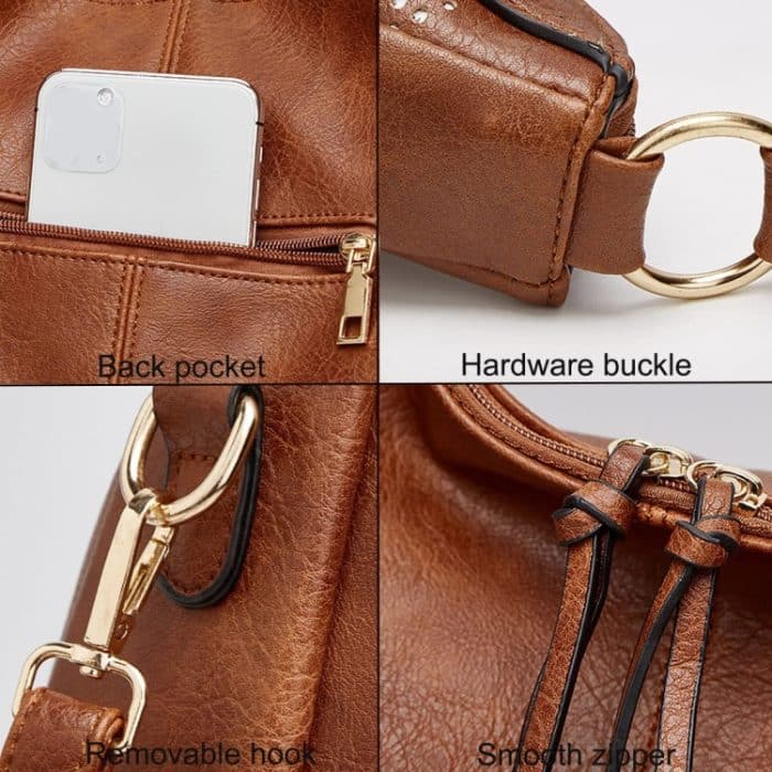 Damen-Tragetasche mit großem Fassungsvermögen, Umhängetasche aus PU-Leder, Light Gray, Black, Brown, 2 In 1 Light Gray, 2 In 1 Black, 2 In 1 Brown – Bild 6