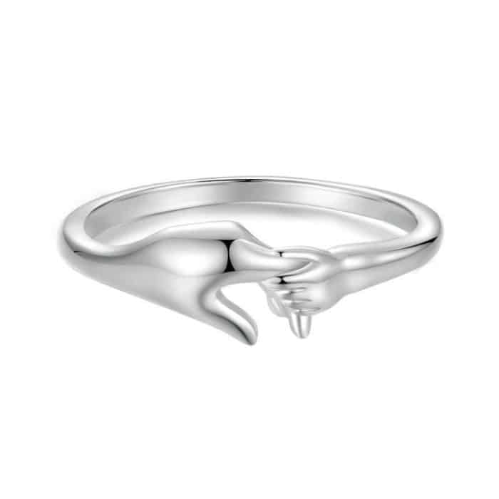 SCR1069 S925 Sterling Silber plattiert mit Platin Hand-in-Hand-Form Ring – Bild 1