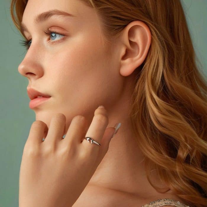 SCR1069 S925 Sterling Silber plattiert mit Platin Hand-in-Hand-Form Ring – Bild 6