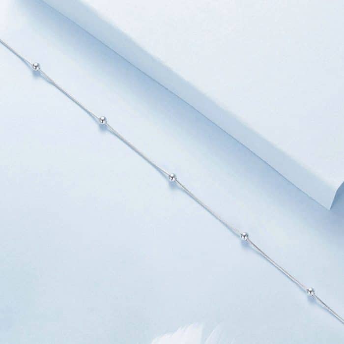 S925 Sterling Silber plattierte Platin Schlangenknochen Perlen dünne Fußkette – Bild 3