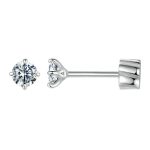 MSE062 S925 Sterling Silber Überzogen mit Platin Vier-klauen Glänzende Moissanite Ohrringe