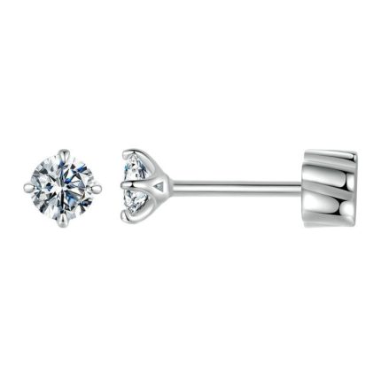MSE062 S925 Sterling Silber Überzogen mit Platin Vier-klauen Glänzende Moissanite Ohrringe