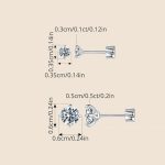 MSE062 S925 Sterling Silber Überzogen mit Platin Vier-klauen Glänzende Moissanite Ohrringe – Bild 3