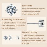 MSE062 S925 Sterling Silber Überzogen mit Platin Vier-klauen Glänzende Moissanite Ohrringe – Bild 4