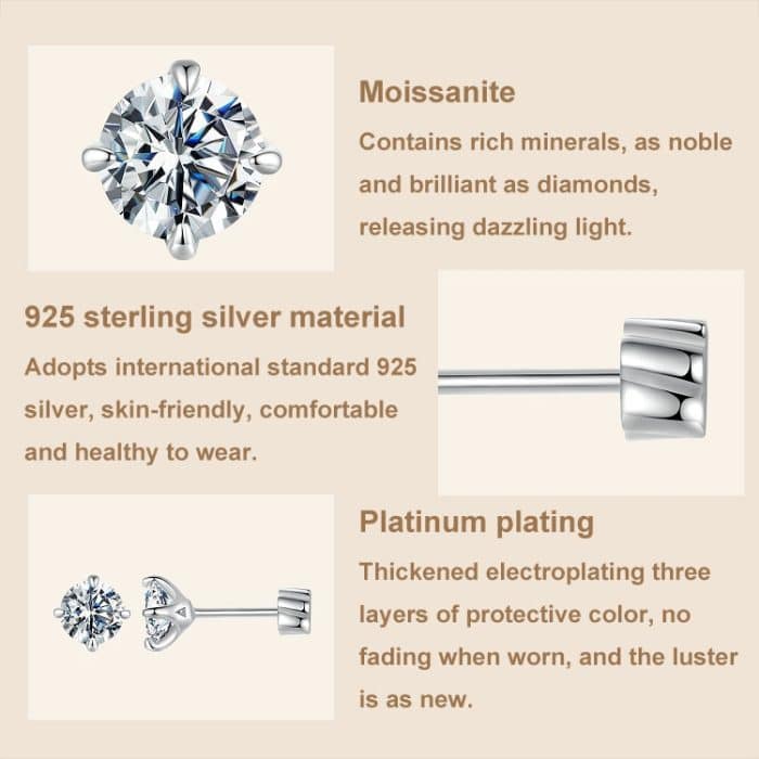 TBD06052270_B3.jpg MSE062 S925 Sterling Silber Überzogen mit Platin Vier-klauen Glänzende Moissanite Ohrringe – Bild 4