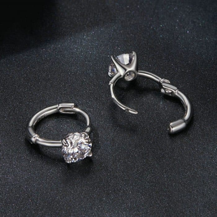 S925 Sterling Silber Platinierte Moissanit Ohrclip Ohrringe – Bild 4