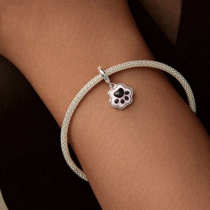 S925 Sterling Silber Platin plattiert Niedliche Katzenklaue Leuchtender Anhänger – Bild 6