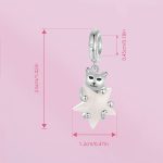 S925 Sterling Silber Platiniert Niedlich Katze Stern Leuchtender Anhänger – Bild 3