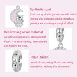 S925 Sterling Silber plattiert Platin Fantasy Mond süße Katze Anhänger – Bild 4