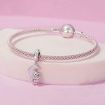 S925 Sterling Silber plattiert Platin Fantasy Mond süße Katze Anhänger – Bild 5