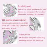 S925 Sterling Silber plattiert Platin Fantasy Opal Mond Katze Anhänger – Bild 4