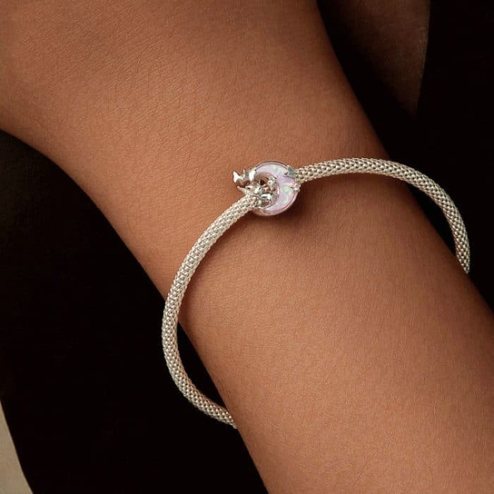 S925 Sterling Silber plattiert Platin Fantasy Opal Mond Katze Anhänger – Bild 6