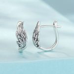 S925 Sterling Silber Oxidierte Ohrschnalle Flügelform Ohrringe – Bild 4