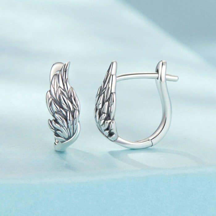 TBD06052320_B3.jpg S925 Sterling Silber Oxidierte Ohrschnalle Flügelform Ohrringe – Bild 4