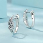 S925 Sterling Silber Oxidierte Ohrschnalle Flügelform Ohrringe – Bild 5