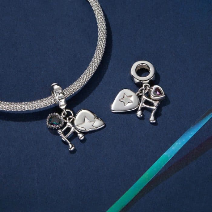 S925 Sterling Silber Platin Note Form Perlen Schmuck Anhänger – Bild 4