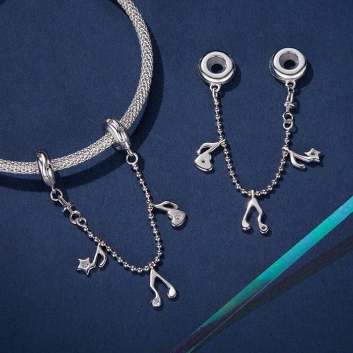 S925 Sterling Silber Platiniert Note Form Sicherheit Kette Schmuck Anhänger Zubehör – Bild 4