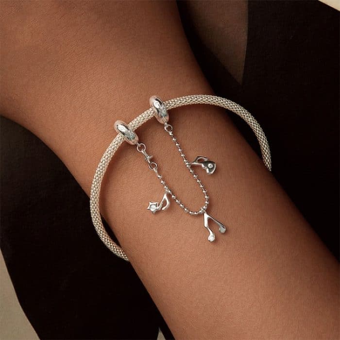 S925 Sterling Silber Platiniert Note Form Sicherheit Kette Schmuck Anhänger Zubehör – Bild 6