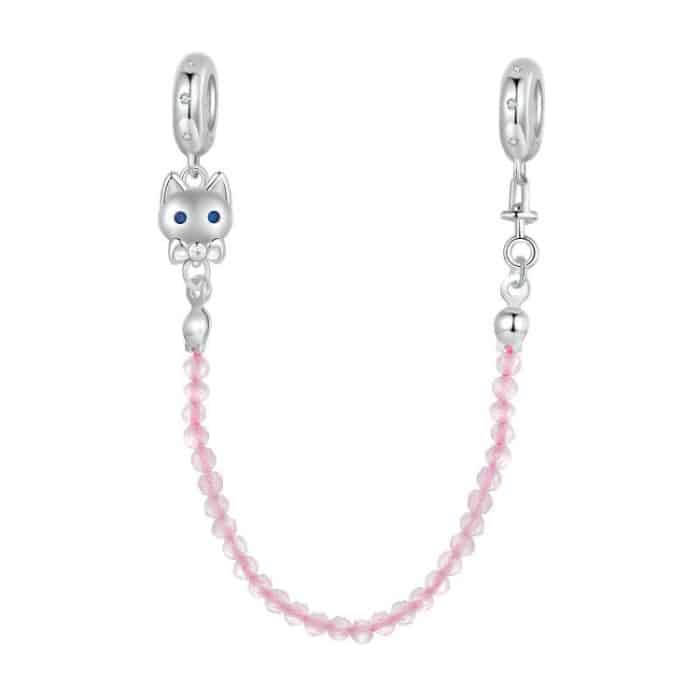 S925 Sterling Silber Platin plattiert süße Katze Sicherheitskette Schmuck Anhänger – Bild 1