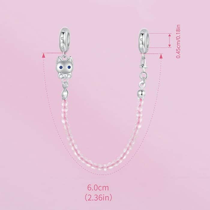 S925 Sterling Silber Platin plattiert süße Katze Sicherheitskette Schmuck Anhänger – Bild 2