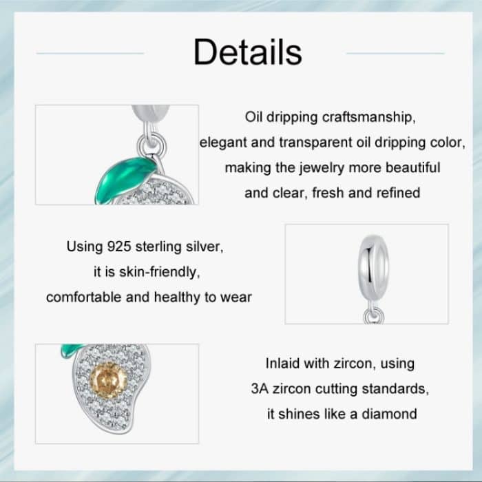 S925 Sterling Silber DIY Mango Armband Anhänger – Bild 5