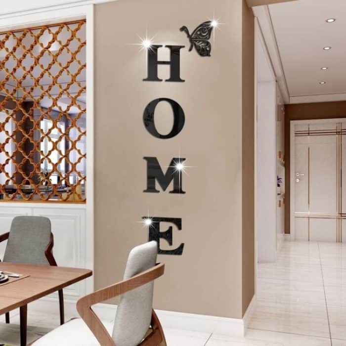 HOME Familie Slogan 3D Acryl Spiegel Wandaufkleber Foyer Tür Dekoration – Bild 6