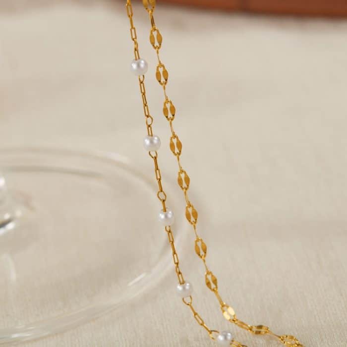 OPK GZ205 Personalisierte Edelstahl Temperament Doppelschicht gestapelt Perlen Fußkettchen – Bild 3