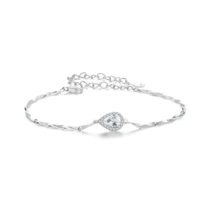 S925 Sterling Silber Platiniertes tropfenförmiges Zirkonarmband – Bild 1
