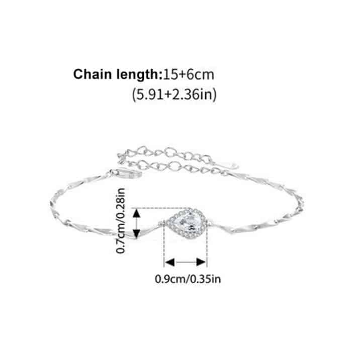 S925 Sterling Silber Platiniertes tropfenförmiges Zirkonarmband – Bild 2
