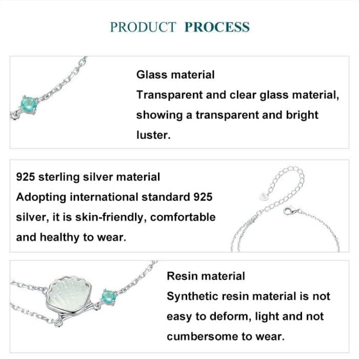 S925 Sterling Silber Platiniertes Muschelarmband im Sommer-Ozean-Stil – Bild 4