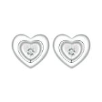 S925 Sterling Silber Platinierte herzförmige Sternohrringe