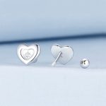 S925 Sterling Silber Platinierte herzförmige Sternohrringe – Bild 4