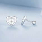 S925 Sterling Silber Platinierte herzförmige Sternohrringe – Bild 5