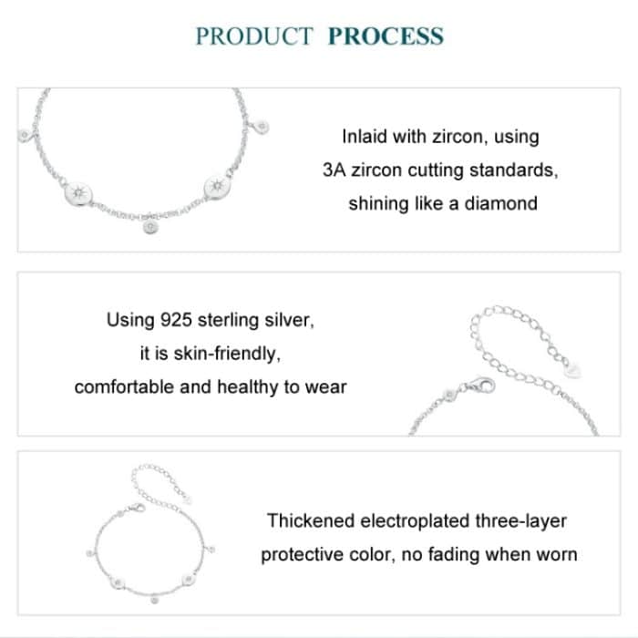 Platiniertes Sonnenarmband aus S925er Sterlingsilber – Bild 5